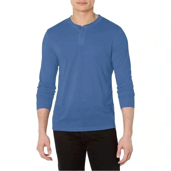 Perry Ellis Other - Perry Ellis 1/4 Button Blue Long Sleeve Mens Sleepwear Shirt Size Small